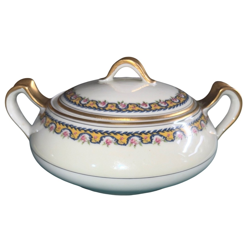 Antique Schleiger 774 China Sugar Bowl‎ & Lid by Haviland, in Limoges, France